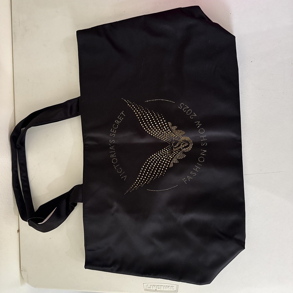 Victoria's Secret Satin Fashion Show Large Tote Bag 2025 in Blackâ Rhinestone